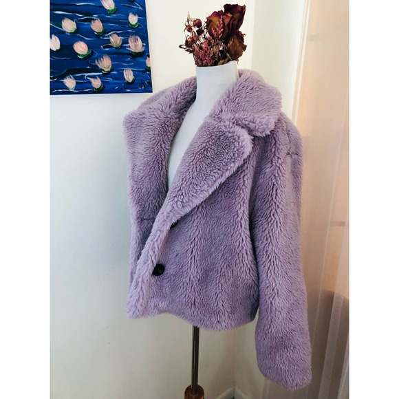 Avec Les Filles cropped faux fur coat size M - Picture 2 of 7